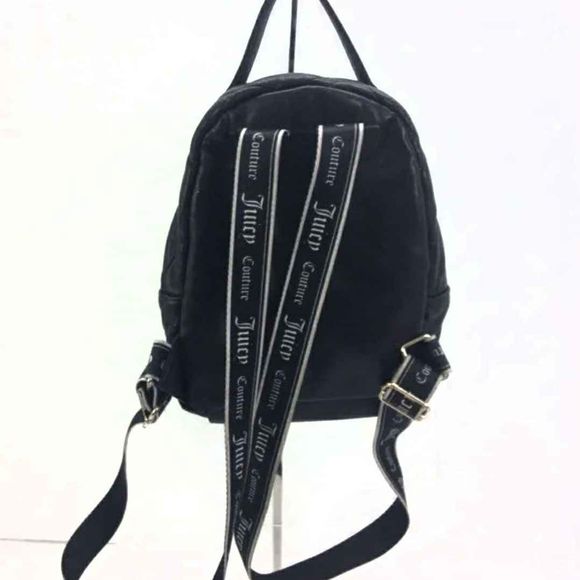 Juicy Couture Designer Black Quilted Studded Zip Backpack Purse Shoulder Bag